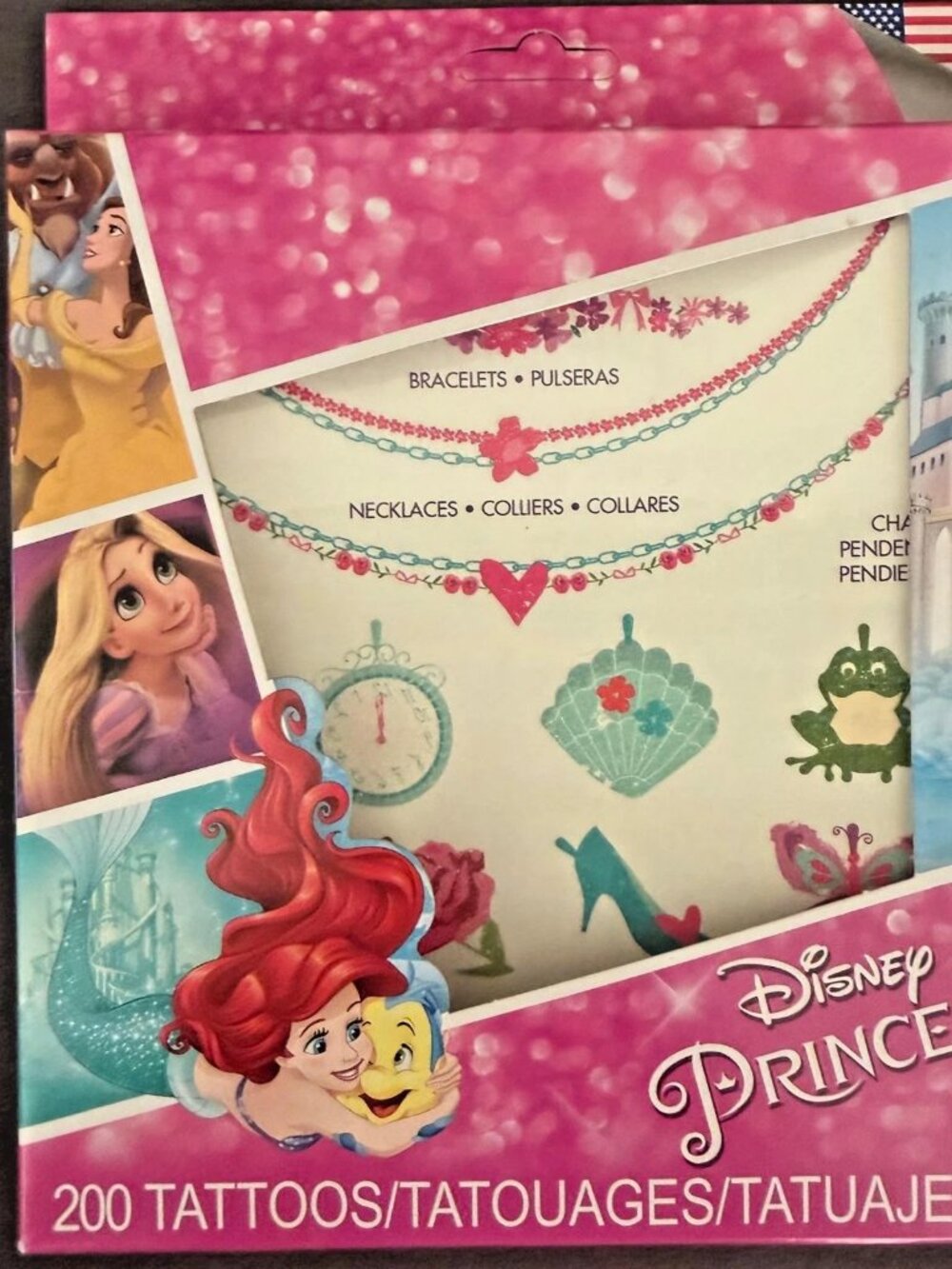 Disney Princess Glitter Jewelry Tattoos – 200 Count – New